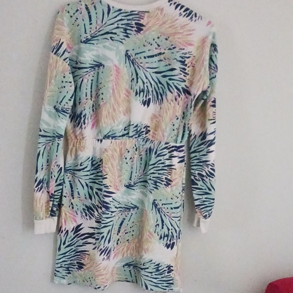 Cabana Girls Colorful Leaf Print Long Sleeve Dress. Size XL - Picture 3 of 4